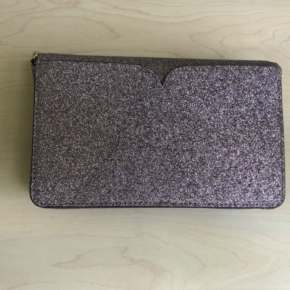 New Kate Spade Lilac Shimmer Crossbody Bag w/ Heart Closure & Kate Spade Clutch - Picture 3 of 11